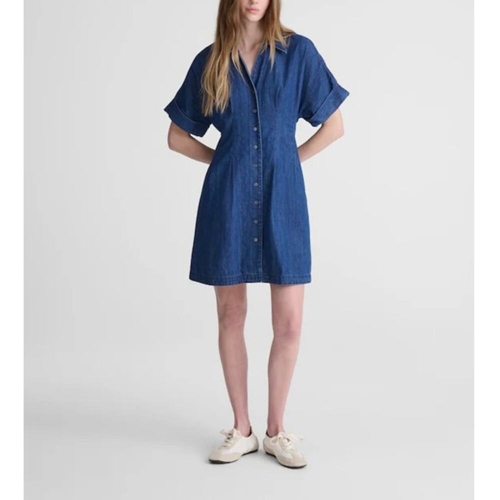 NWT Madewell The Perry Denim Button Front Shirtdress Clean Birkdale Wash Size XL